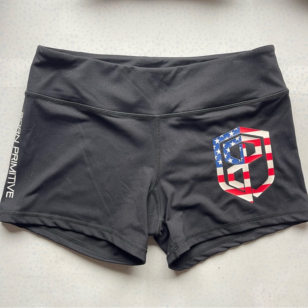 Born Primitive Renewed Vigor American Flag Black Shorts Size Medium
